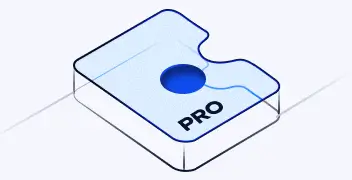 Прозрачный куб с вырезом и надписью PRO.